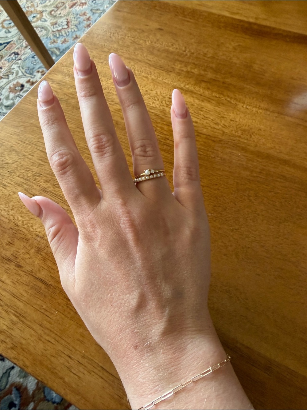 Mejuri 14k pearl half eternity ring size 6 - Picture 6 of 6
